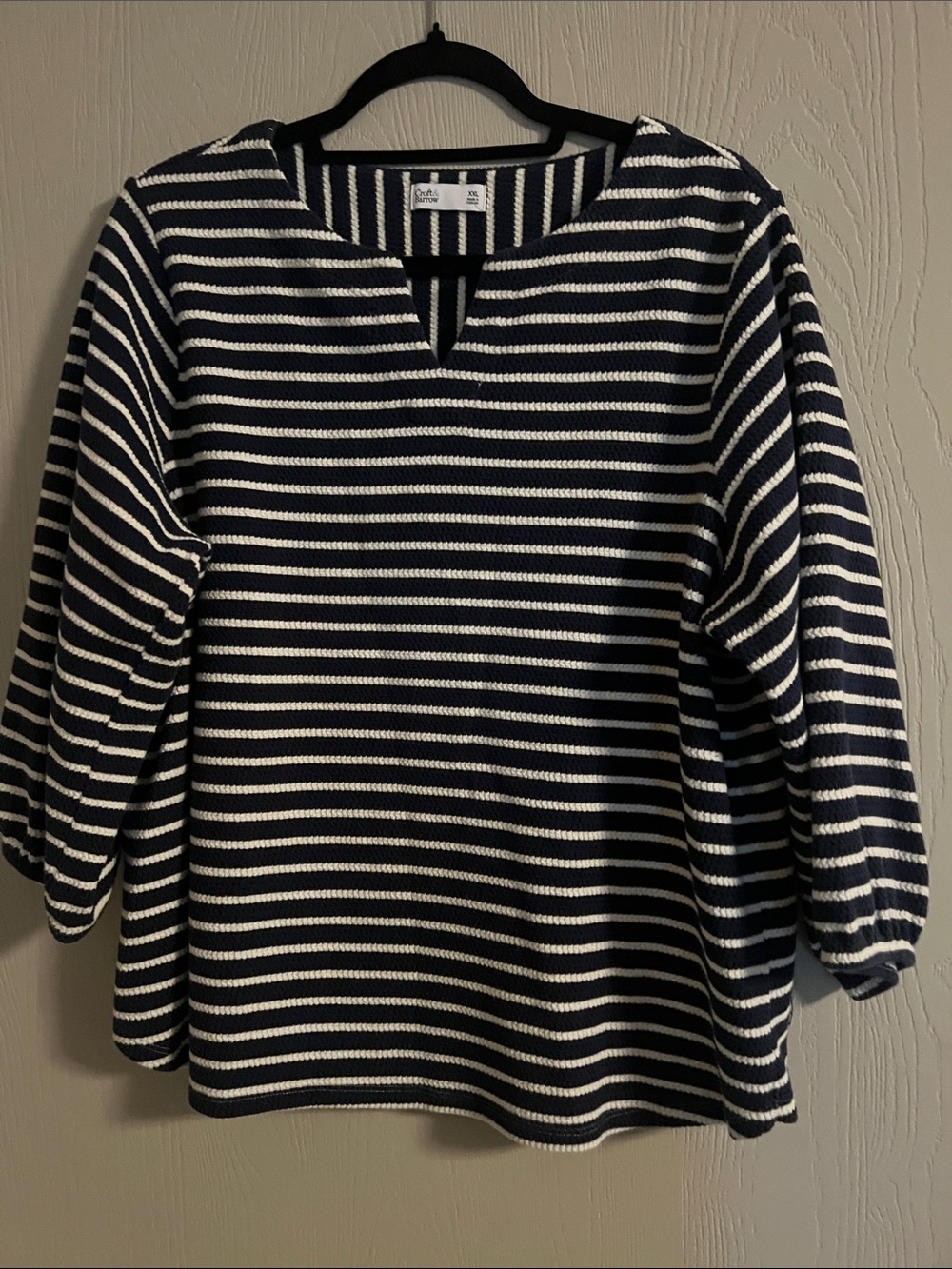 croft & barrow Navy and White Striped Knit Top Size XXL